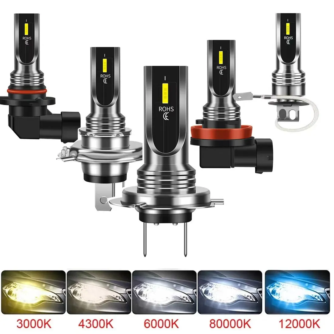 LED 자동차 헤드라이트 램프, 자동차 운전 안개등 전구, 12V 1860 칩, 6000K 3000K 9005 HB3 9006 H8 H11 H1 터보 조명, H4 H7, 2 개 title=LED 자동차 헤드라이트 램프, 자동차 운전 안개등 전구, 12V 1860 칩, 6000K 3000K 9005 HB3 9006 H8 H11 H1 터보 조명, H4 H7, 2 개