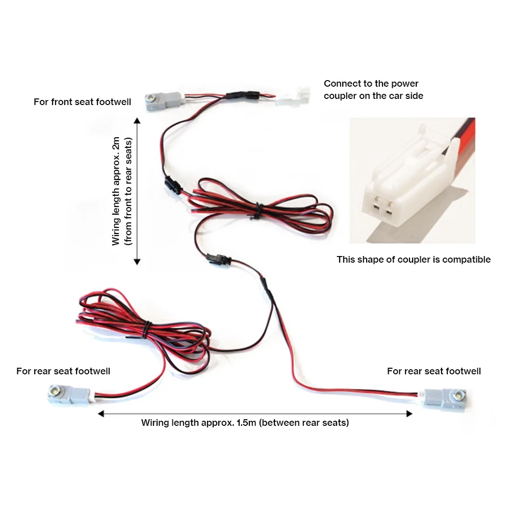 LED 인테리어 발판 조명, 도요타 마쓰다 스바루 야리스 캠리 코롤라 액세서리 글로브 박스 장식 조명기 커넥터