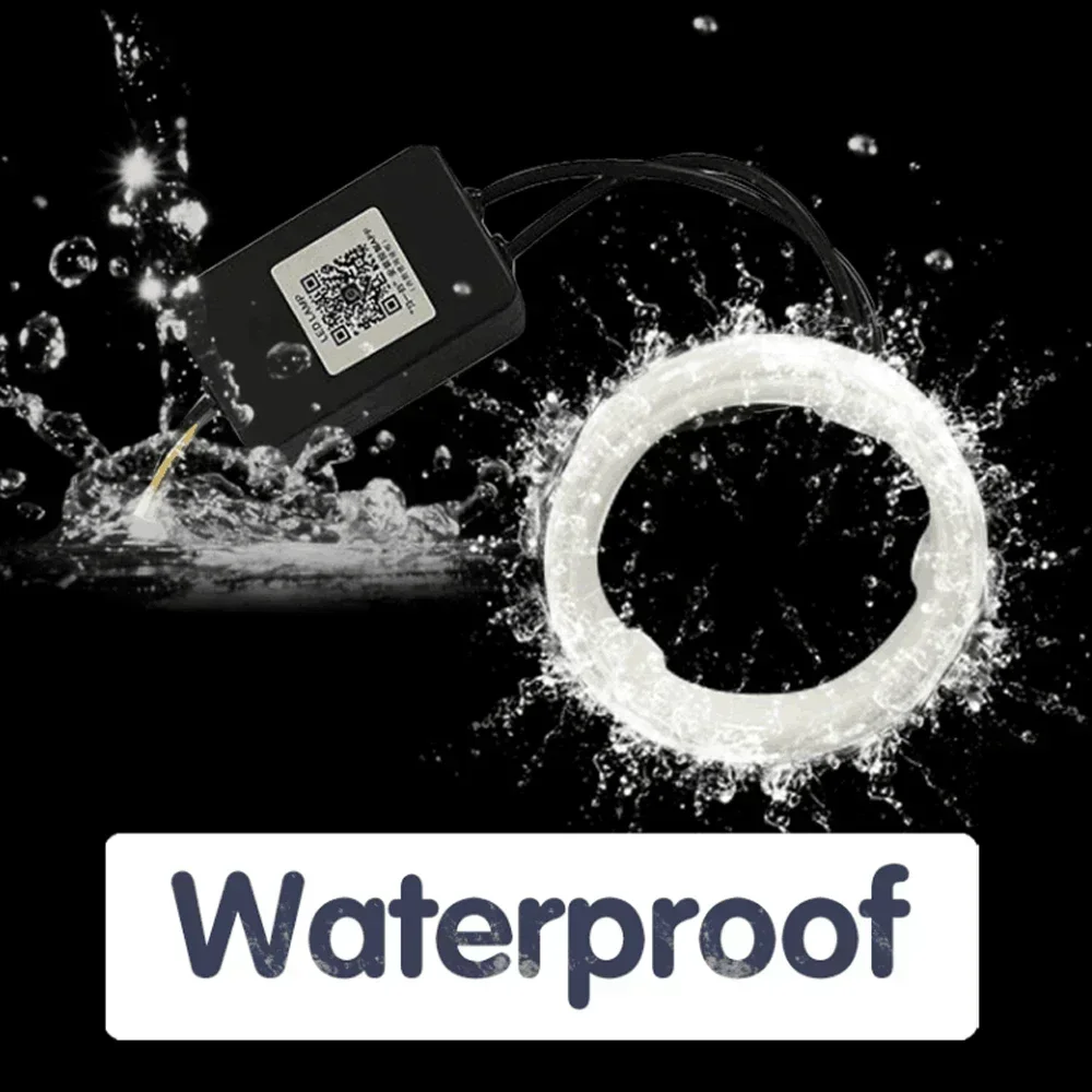 자동차 UTV 오토바이 DRL 아이즈 앱 제어용 RGB 코튼 LED 엔젤 아이즈 헤일로 링, LED 헤드라이트 램프, 60mm, 70mm, 80mm, 2 개