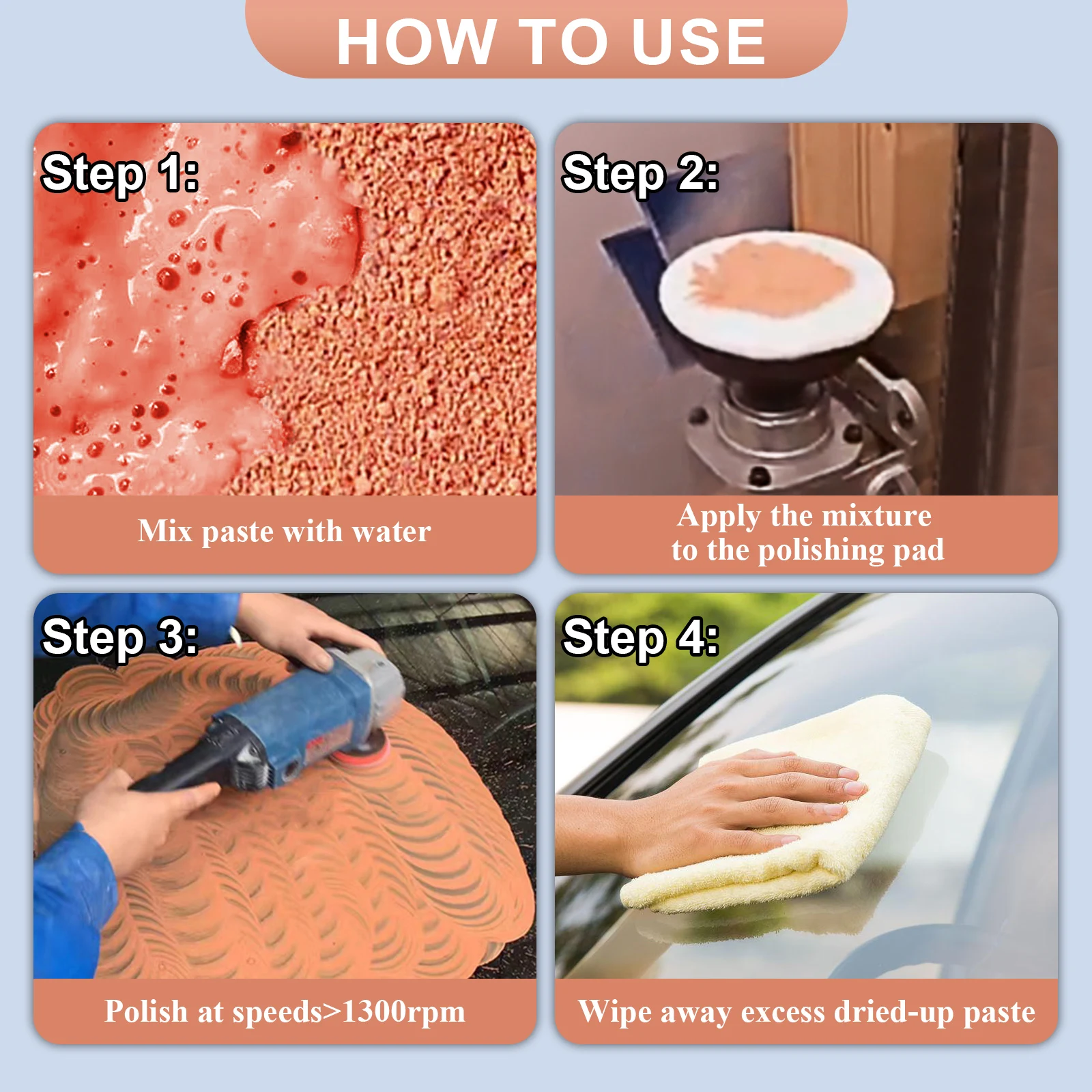 자동차 창문용 산화 세륨 유리 연마 파우더 키트, 스크래치 제거제, 유리 연마 키트, 스크래치 수리 도구, 50g