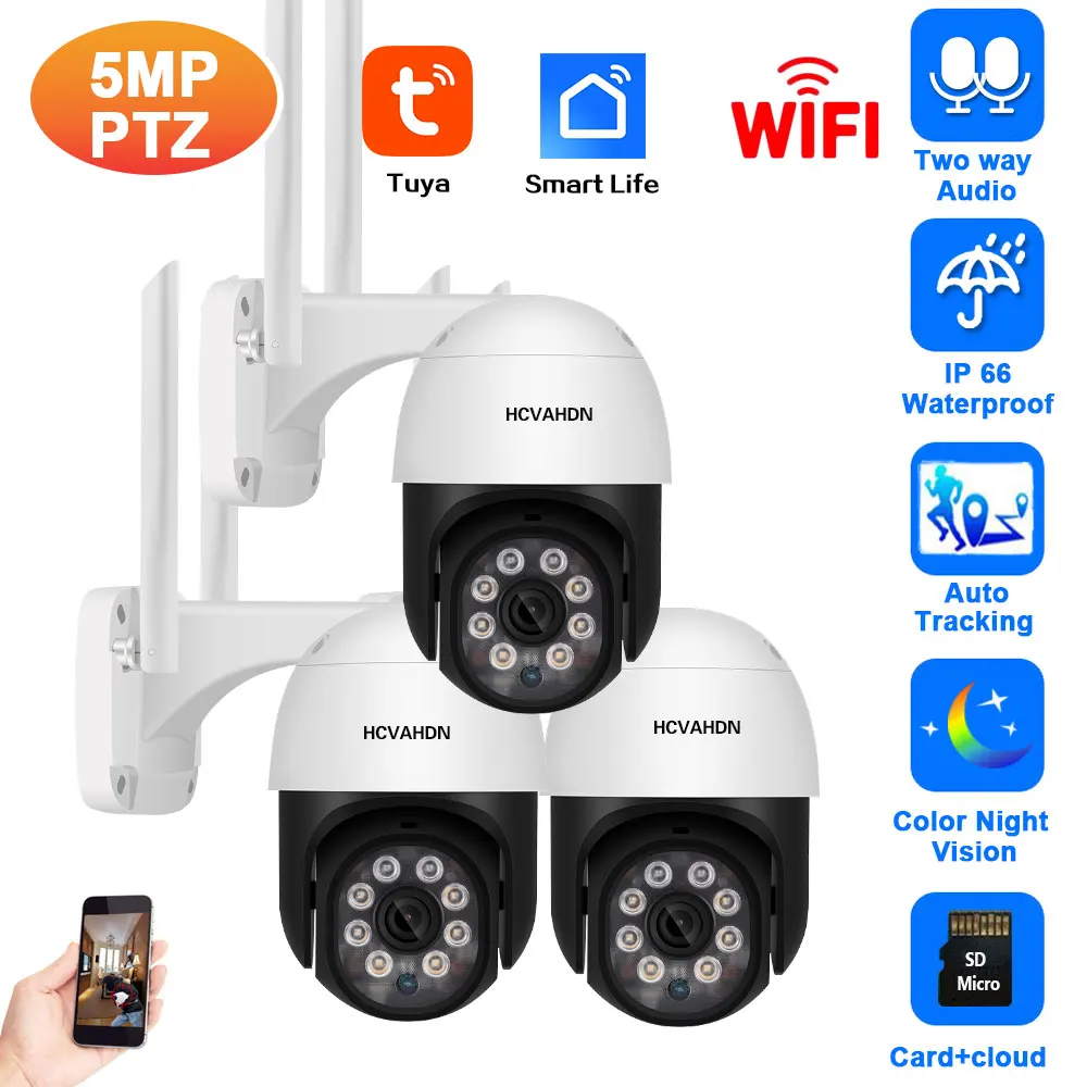 Tuya-5mp 와이파이 PTZ 보안 카메라, 야외 풀 컬러 나이트 비전 무선 CCTV 비디오 감시 카메라 스마트 라이프 2 웨이 오디오 title=Tuya-5mp 와이파이 PTZ 보안 카메라, 야외 풀 컬러 나이트 비전 무선 CCTV 비디오 감시 카메라 스마트 라이프 2 웨이 오디오 