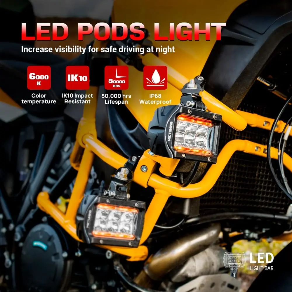 MICTUNING-자동차 Led 작업등 바 무제한 K1 4 인치 18W LED 투광 작업등 앰버 앰비언트 조명, 지프 ATV SUV 트럭 보트용