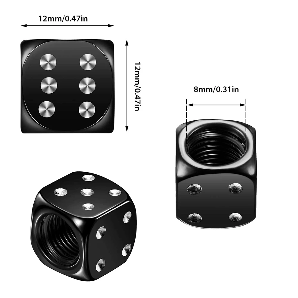 주사위 스타일 타이어 밸브 스템 캡, 자동차 니플 캡 스템 커버, 타이어 에어 밸브, 방진 휠 캡, 자동차, 오토바이, 자전거용