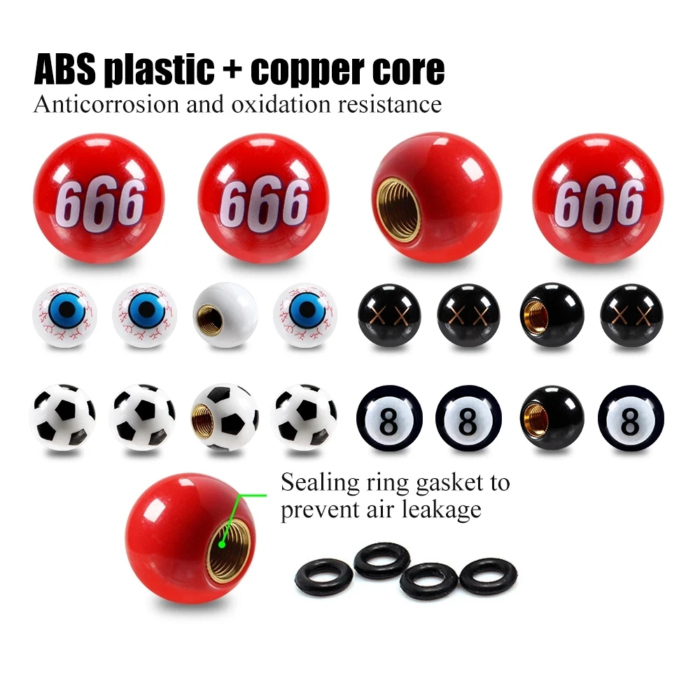 카툰 스마일 귀여운 자동차 타이어 밸브 캡 휠 먼지 커버, 자동차 트럭, SUV 오토바이, 자전거, 스타일링 밸브 스템 캡 액세서리, 4 개