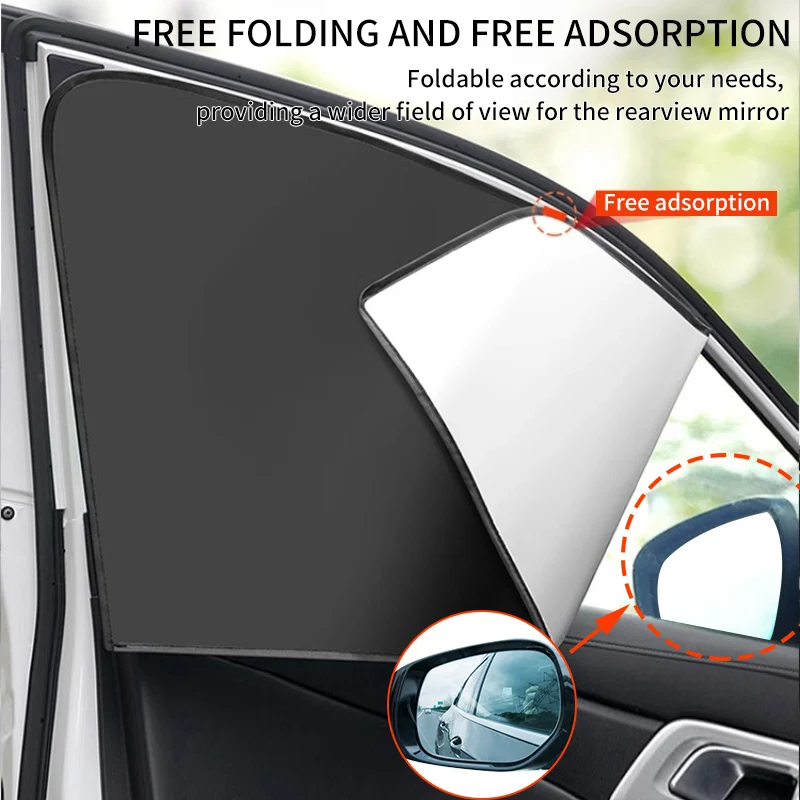 자동차 사이드 윈도우용 차양, 자외선 차단, 단열, 양면 쉐이드, 티타늄 실버, 마그네틱 차양