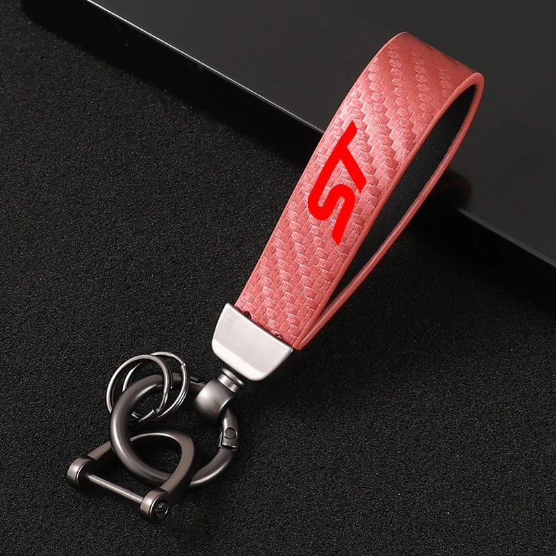 자동차 탄소 섬유 가죽 로프 키체인 키링, 포드 스트라인 액세서리, 새로운 패션