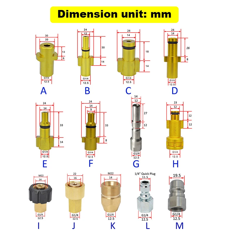 Nilfisk Karcher Huter Elitech Lavor용 금속 어댑터 폼 깍지, 거품 발생기, 고압 세척기, 비누 거품기
