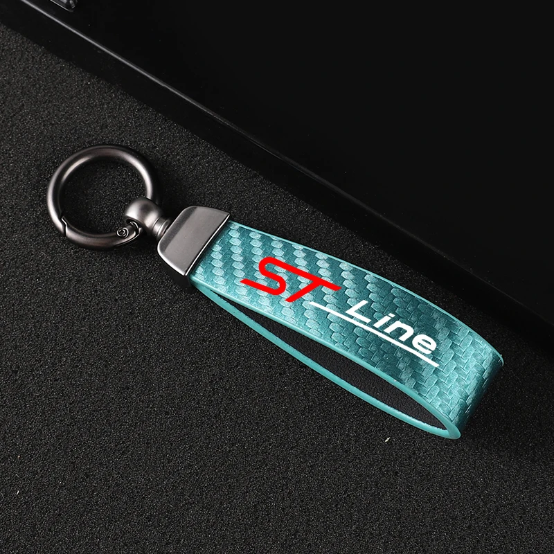 자동차 탄소 섬유 가죽 로프 키체인 키링, 포드 스트라인 액세서리, 새로운 패션