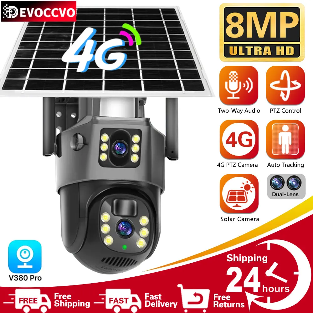야외 태양 듀얼 렌즈 카메라, 4G SIM 카드, 태양 CCTV 무선 카메라, 배터리 내장, 안전 및 방수 듀얼 스크린, 4K 8MP title=야외 태양 듀얼 렌즈 카메라, 4G SIM 카드, 태양 CCTV 무선 카메라, 배터리 내장, 안전 및 방수 듀얼 스크린, 4K 8MP 