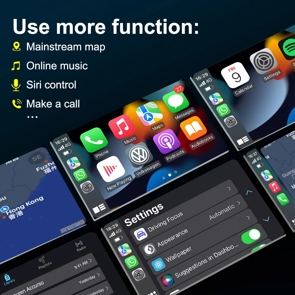 차량용 미니 AI 박스 애플 카플레이 무선 어댑터, OEM 유선 카플레이 to 무선 카플레이, USB 동글 플러그 앤 플레이 플레이아이박스