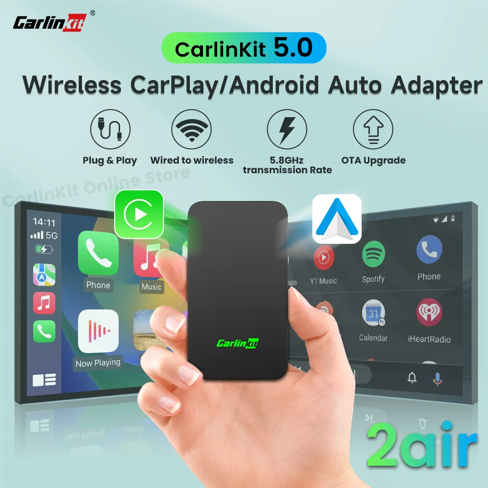 CarlinKit 5.0 카플레이 안드로이드 자동 무선 어댑터, 휴대용 동글, OEM 유선 자동차 라디오 title=CarlinKit 5.0 카플레이 안드로이드 자동 무선 어댑터, 휴대용 동글, OEM 유선 자동차 라디오 