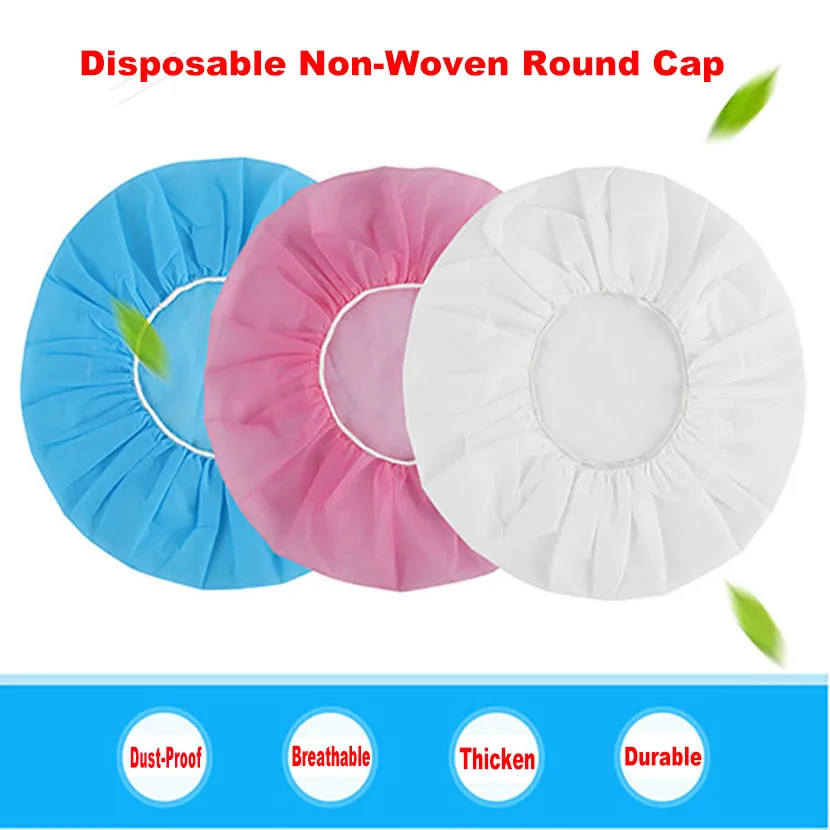 부직포 일회용 모자, 통기성, 방진, 탄력 있는 스레드 라운드 모자, 탈모 방지, 식품 주방 요리에 사용