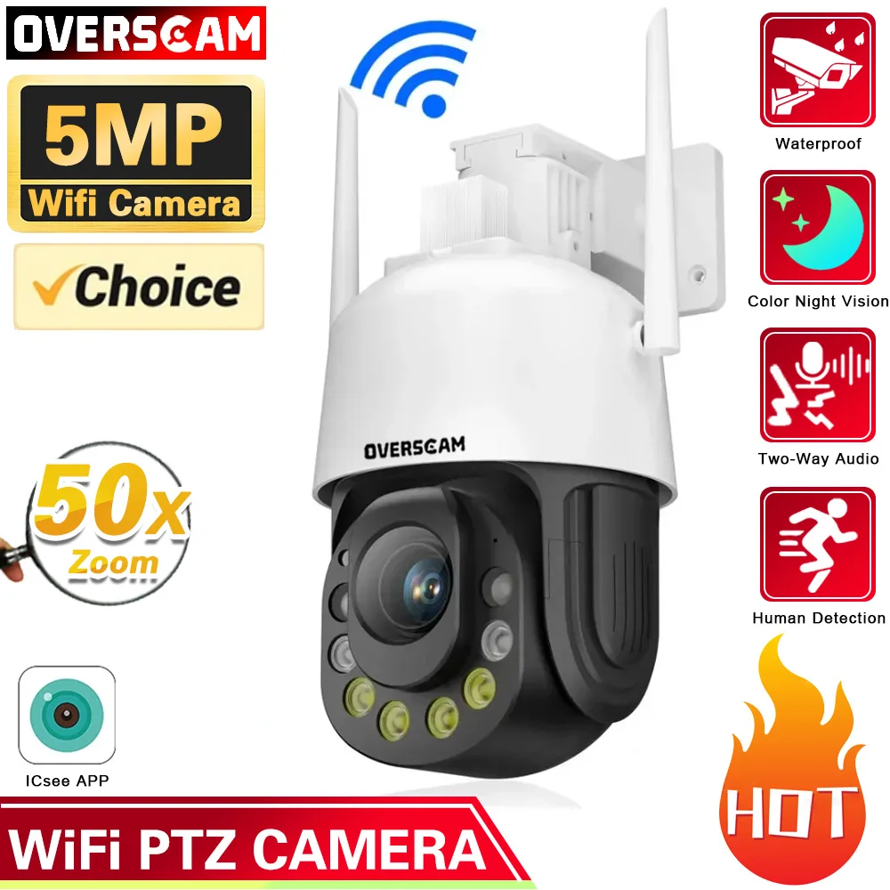 야외 보안 감시 카메라, 50X 광학 PTZ 줌, 와이파이, ICSEE, 5MP, CCTV, PTZ, IP, 최대 150m, 야간 투시경, 양방향 오디오 카메라 title=야외 보안 감시 카메라, 50X 광학 PTZ 줌, 와이파이, ICSEE, 5MP, CCTV, PTZ, IP, 최대 150m, 야간 투시경, 양방향 오디오 카메라 