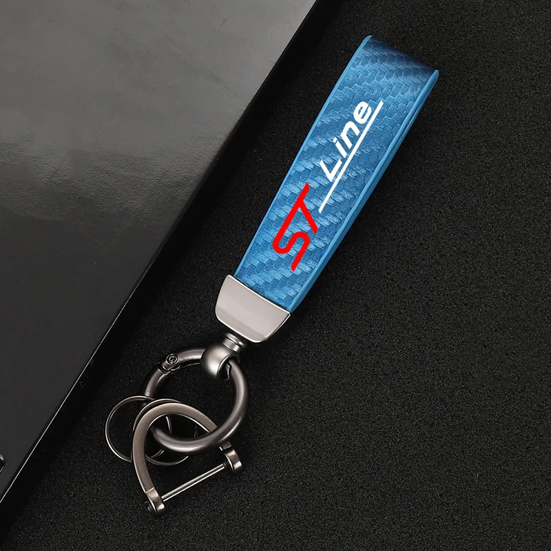 자동차 탄소 섬유 가죽 로프 키체인 키링, 포드 스트라인 액세서리, 새로운 패션