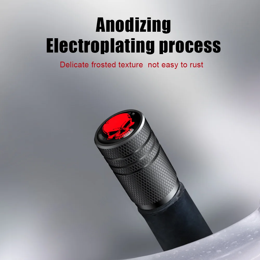 AUTCOAT 4 개/대 자동차 타이어 밸브 모자 해골 휠 밸브 모자 자동 타이어 공기 밸브 스템 캡 자동차 자동차 스타일링을위한 먼지 커버