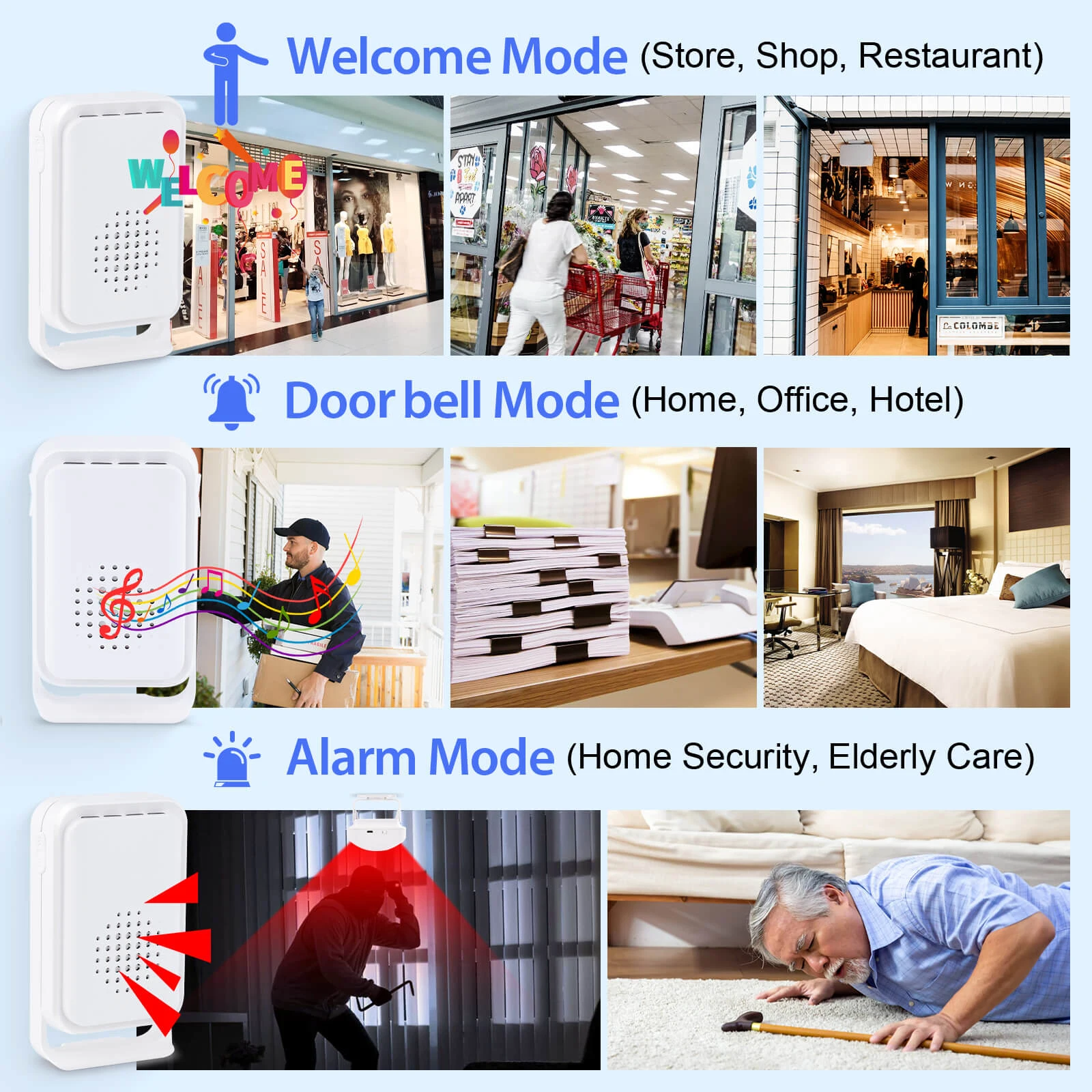 PIR 모션 센서 보안 경보, 상업용 상점, 홈 차임, 무선 적외선 움직임 감지기, 출입 경보 벨