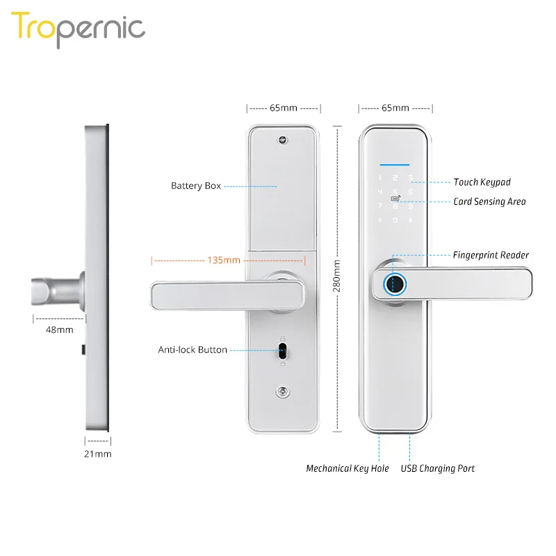 Tuya ZigBee 스마트 도어락 앱 원격 제어 전자 생체 지문 잠금 해제, 디지털 지능형 전기 비밀번호 잠금