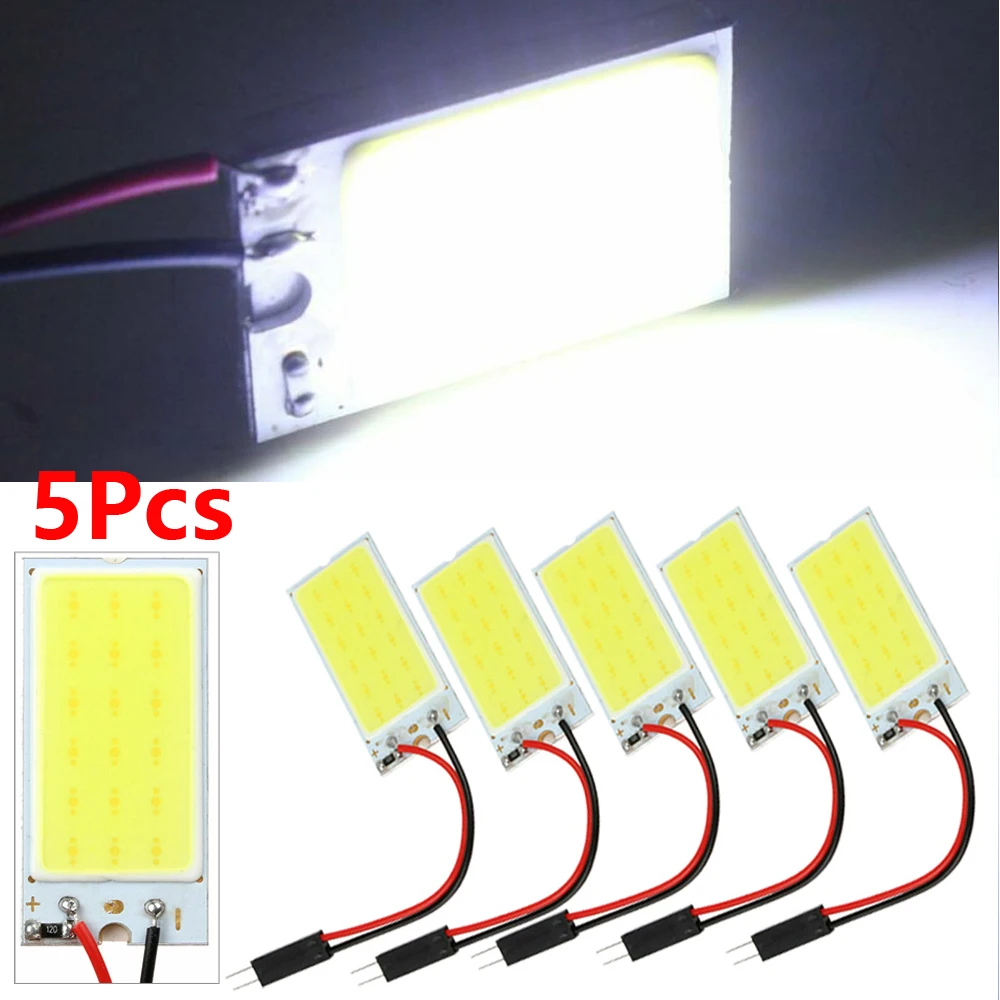 최신 5pcs DC12V 화이트 COB 18LED 패널 자동차 인테리어 돔 전구 T10 Festoon 12V 램프 COB LED 패널 조명