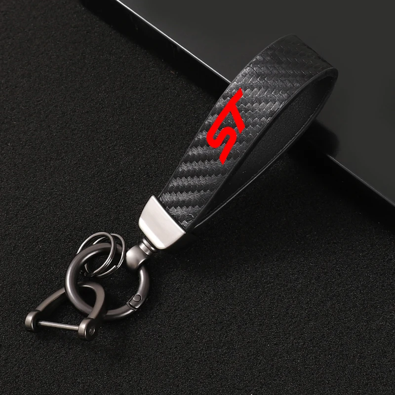 자동차 탄소 섬유 가죽 로프 키체인 키링, 포드 스트라인 액세서리, 새로운 패션