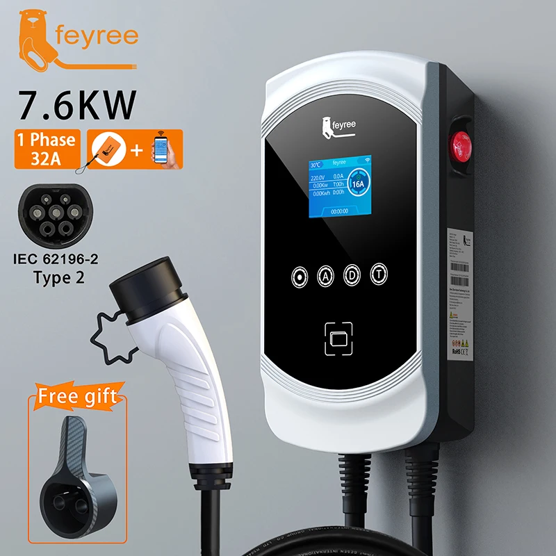 Feyree 전기 자동차용 EV 충전기, 32A, 7.6KW, EVSE 월박스, 11KW 22KW, 3 상 타입 2 케이블, IEC62196-2 소켓, 앱 제어 title=Feyree 전기 자동차용 EV 충전기, 32A, 7.6KW, EVSE 월박스, 11KW 22KW, 3 상 타입 2 케이블, IEC62196-2 소켓, 앱 제어