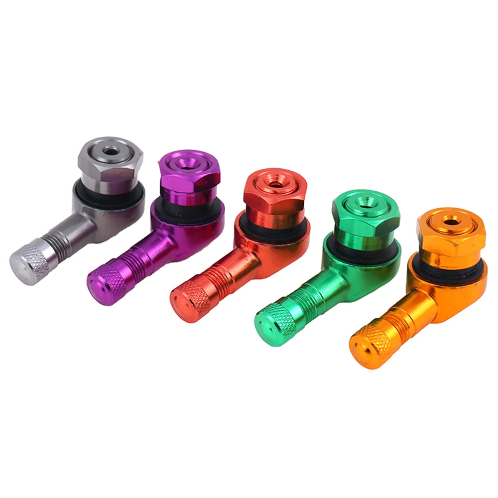 오토바이 밸브 스템 림 90 도 각도 알루미늄 합금 밸브 휠 타이어 튜브리스 밸브 캡, 림 휠 부품용, 세트당 2 개