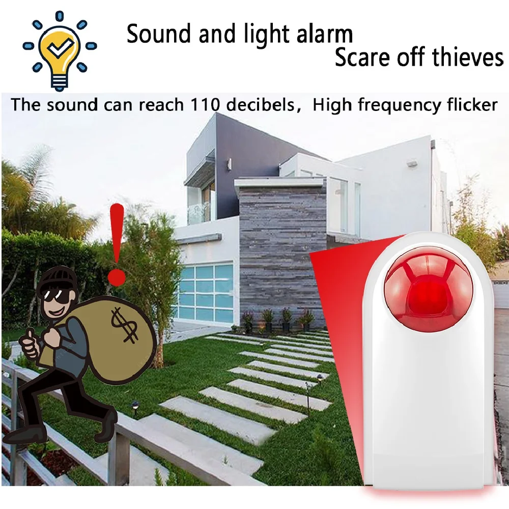 Smartrol 와이파이 사이렌 스트로브 라이트 센서 홈 알람 보안 시스템, 110dB 높은 데시벨 경적 사운드 라이트 알람, 투야 스마트 라이프용