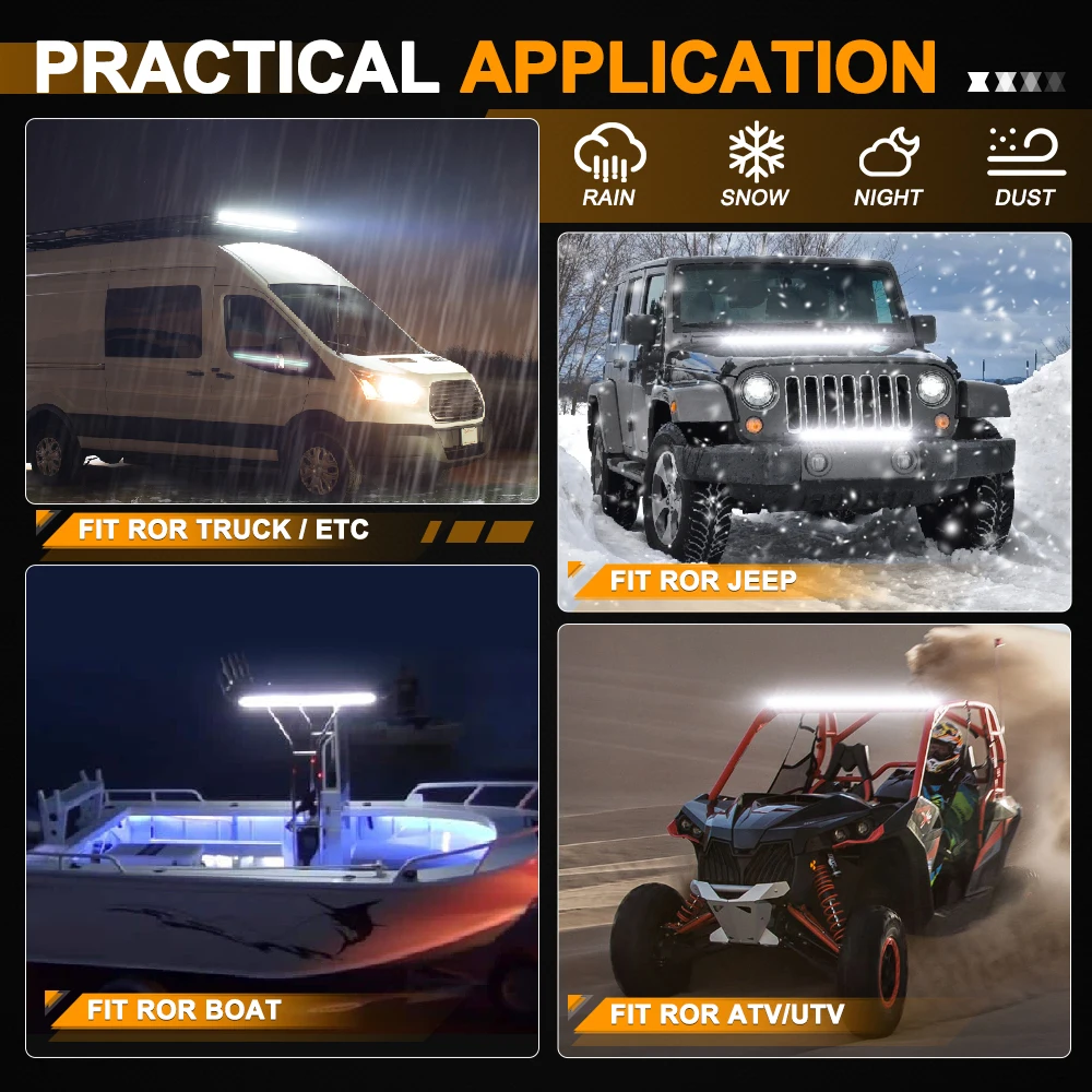 CO LIGHT LED 라이트 바 스팟 플러드 콤보, SUV 4X4 오프로드 작업등 램프, 6D 슬림, 12V, 8 인치, 14 인치, 20 인치, 26 인치, 32 인치, 38 인치, 44 인치, 50 인치