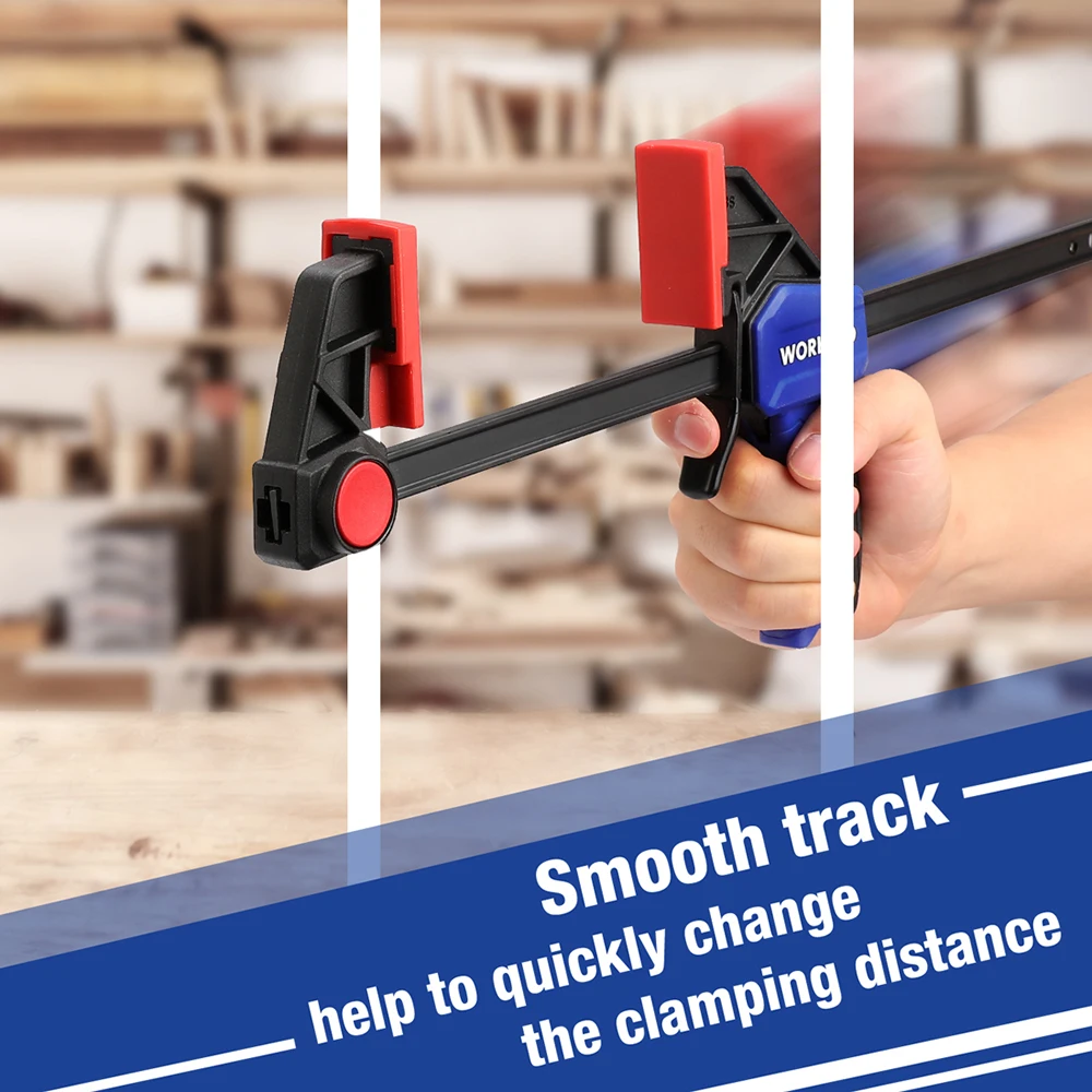 WORKPRO 목공 퀵릴리즈 클램프 바 F 클램프 클립 세트, 4.5 인치 및 6 인치 목공 도구, 4 개