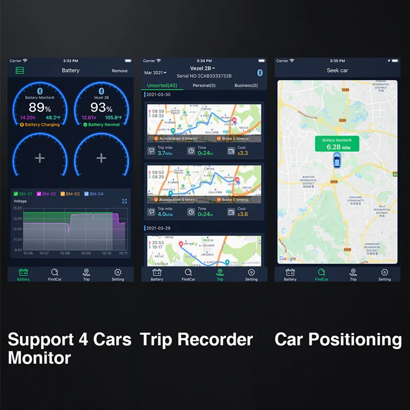 QUICKLYNKS BM6 블루투스 4.0 자동차 배터리 모니터, 12V 배터리 테스터, 충전 크랭킹 테스트, 배터리 분석기 앱, 안드로이드 IOS용