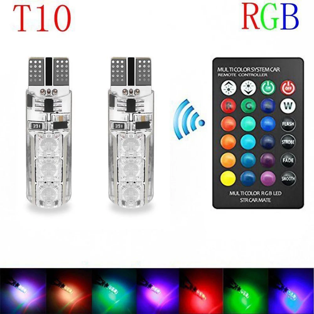 5050 LED 자동차 너비 조명, 자동 돔 독서 장식 램프, 6SMD RGB 색상, 원격 제어 스트로브 무드 라이트, T10, 2 개 title=5050 LED 자동차 너비 조명, 자동 돔 독서 장식 램프, 6SMD RGB 색상, 원격 제어 스트로브 무드 라이트, T10, 2 개 