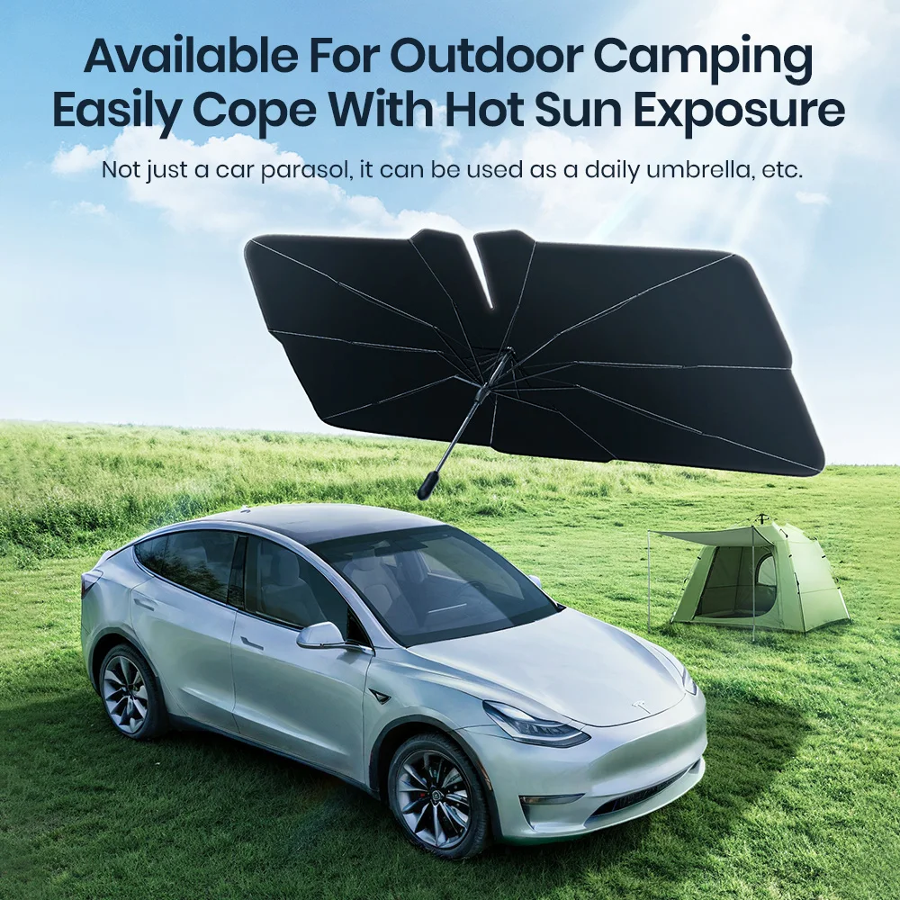 YZ 테슬라 모델 3 모델 Y용 자동차 앞 유리 차양, 360 ℃ 회전, UV 커버 햇빛가리개 2024, 자동차 액세서리, 선 바이저