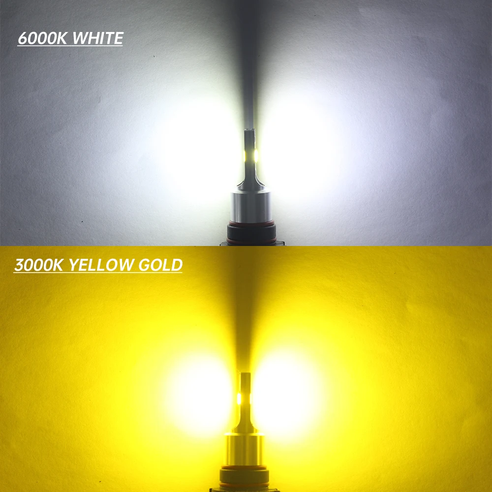 AENVTOL 2pcs Canbus 2504 PSX24W 지프 그랜드 체로키 wk2 랭글러 jk 패트리어트 닷지 충전기 시보레 캡티바 스바루 임프레자 자동차 액세서리 LED 전구 10000LM 화이트 옐로우 골드 오류 없음 LED 헤드 라이트 안개 램프