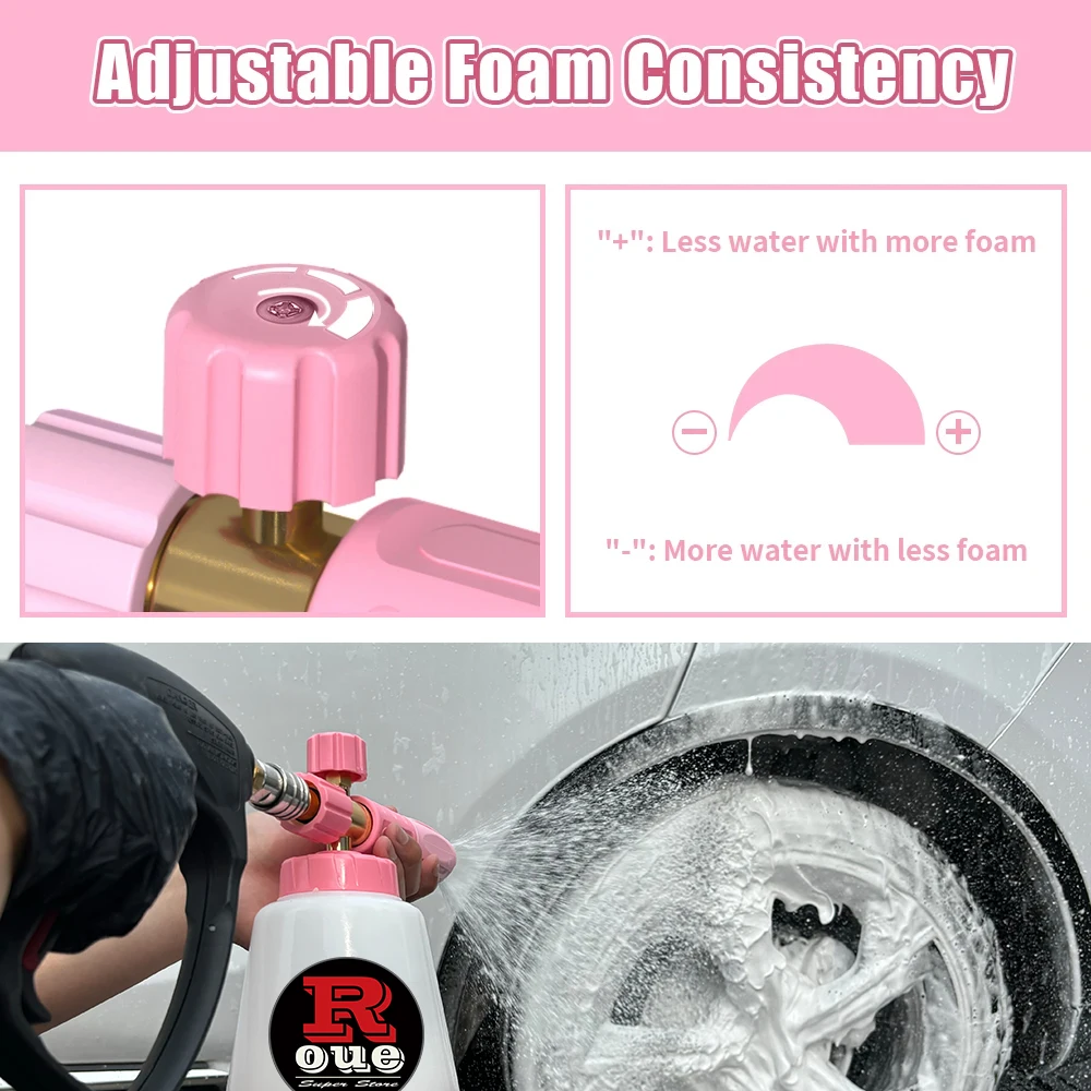 압력 와셔 황동 코어 폼 건, 1L 스노우 폼 건, 깍지 조절 가능, 1/4 인치 수 디펜서, Karcher Bosch Lavor