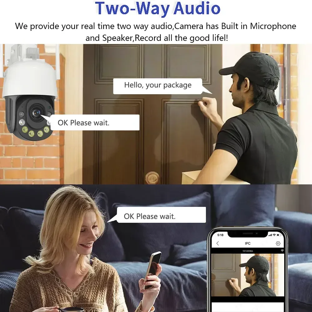 야외 보안 감시 카메라, 50X 광학 PTZ 줌, 와이파이, ICSEE, 5MP, CCTV, PTZ, IP, 최대 150m, 야간 투시경, 양방향 오디오 카메라