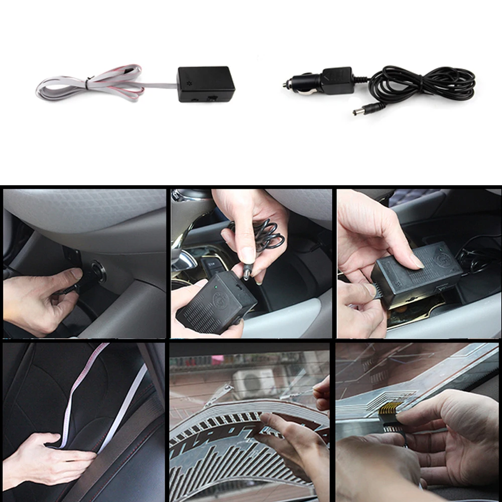 LED 자동차 앞 유리 아로마 테라피 조명, 자동차 RGB 네온 USB El 인테리어 조명, 음악 리듬 플래시 램프 스티커, 차량 액세서리