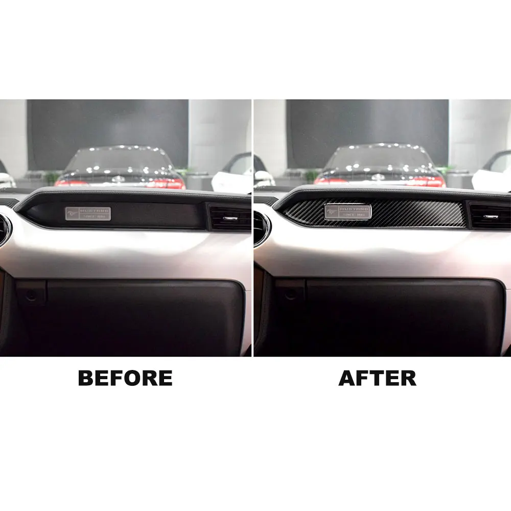 탄소 섬유 인테리어 대시보드 센터 콘솔 패널 커버 몰딩 트림, 포드 머스탱 2015 2016 2017 2018 2019 2020