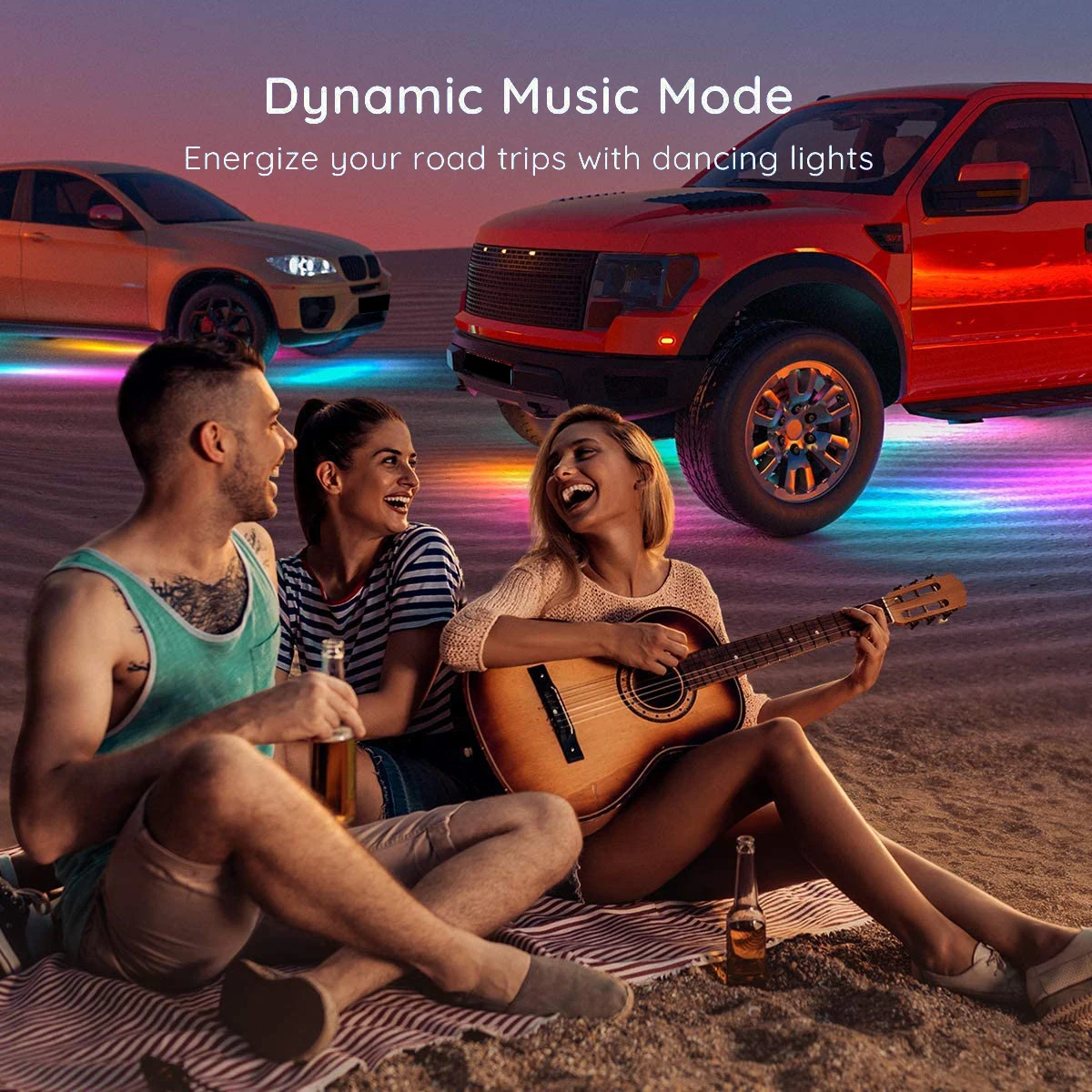 Niscarda RGB 다색 유연한 자동차 LED 조명, 언더글로우 언더바디 방수 자동차 섀시 네온 분위기 조명