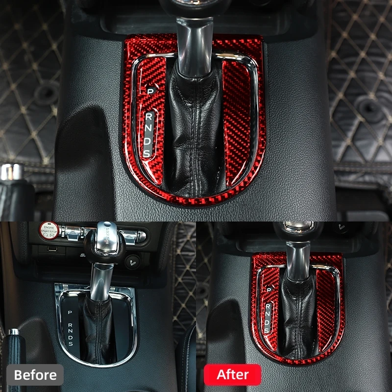 포드 머스탱 GT 2015-2021 용 액세서리 탄소 섬유 인테리어 자동차 기어 시프트 박스 패널 커버 트림 프레임 장식 키트 스티커
