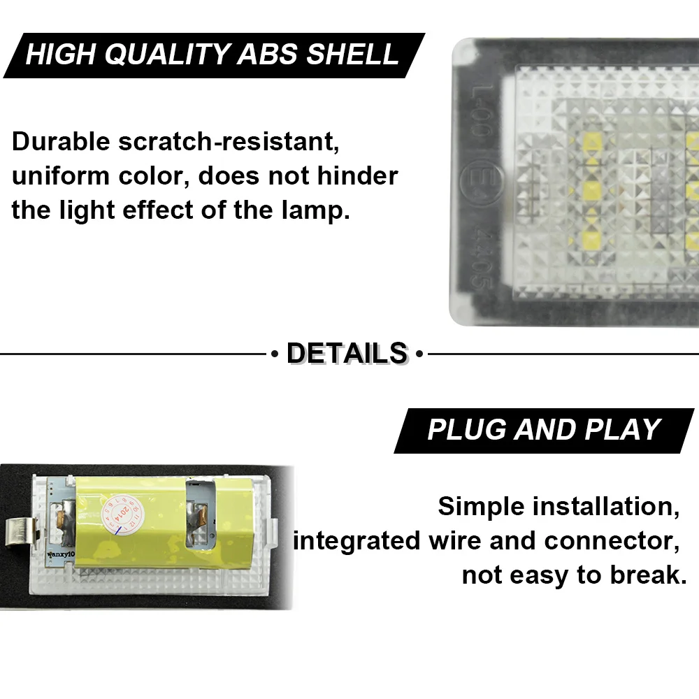 BMW 번호판 조명, M3 1998-2006 번호판 램프, 플러그 앤 플레이 방수, 12V 화이트, 2PCs 번호판 조명, E46