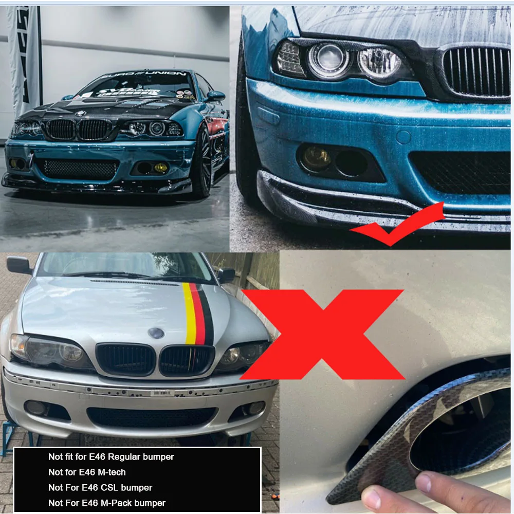 BMW E46 M3 2001-2005 용 안개등 2006 액세서리, 광택 블랙 서라운드 에어 덕트 안개등 커버, 그릴 프레임 LED 헤드라이트