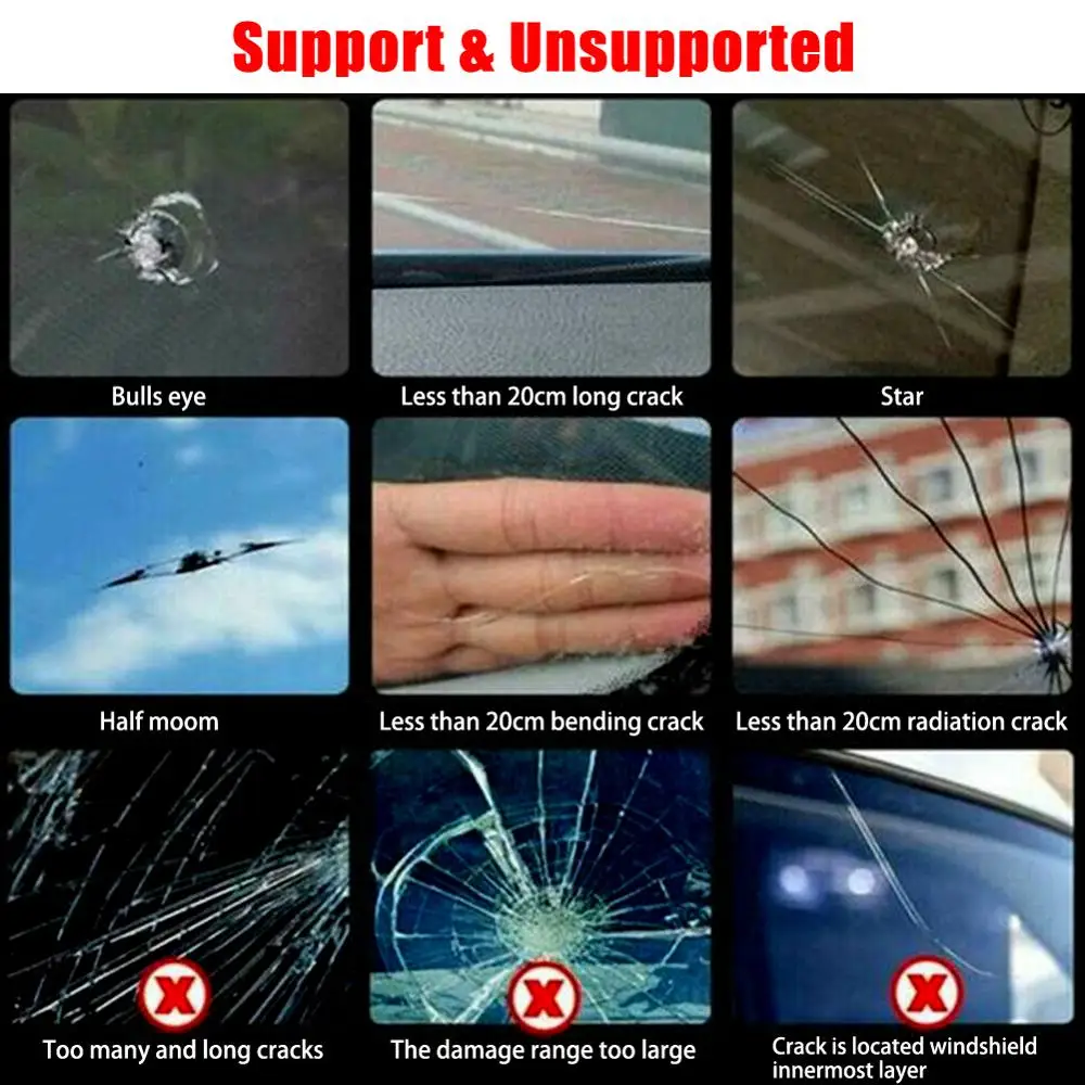 자동차 앞 유리에 금이 간 수리 도구 DIY 자동차 창 전화 화면 수리 키트 유리 경화 접착제 자동 유리 스크래치 균열 복원