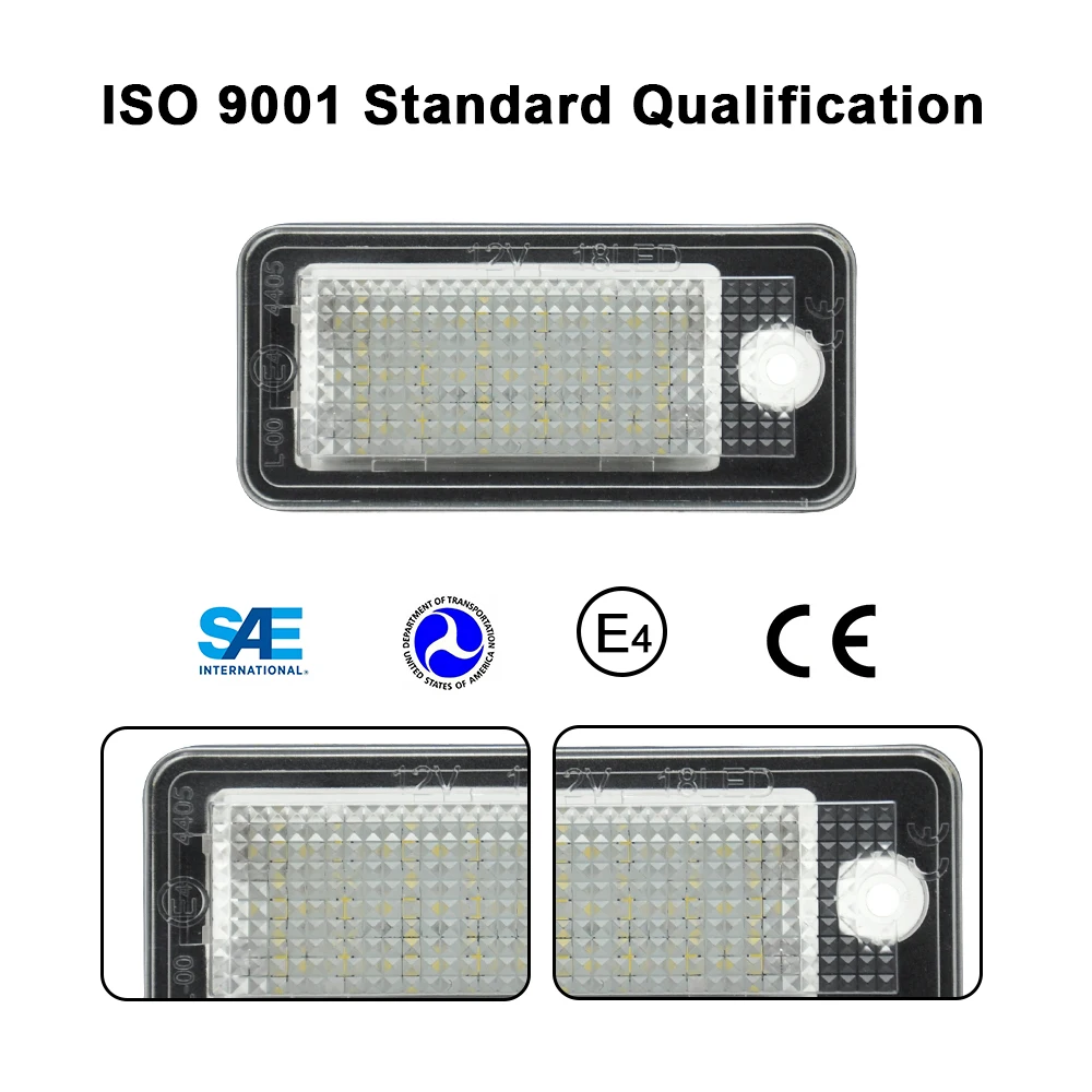 LED 번호판 조명, 아우디 A3 8P A4 S4 RS4 B6 B7 A6 RS6 S6 C6 A8 S8 Q7 캔버스, 오류 없음, 번호 램프, 2 개