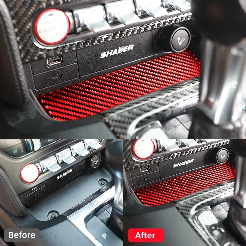 포드 머스탱 GT 2015-2021 액세서리, 탄소 섬유 스타일 인테리어 자동차 보관함 트림 커버 트림 스티커 데칼 장식