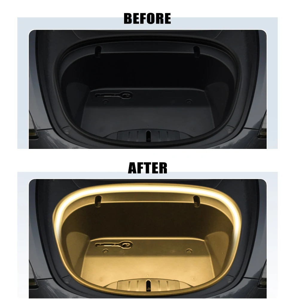 자동차 전면 트렁크 트렁크 LED 변형 서라운드 라이트 스트립, 테슬라 모델 3 Y S X 2021-2023 방수 유연한 실리콘 LED 스트립