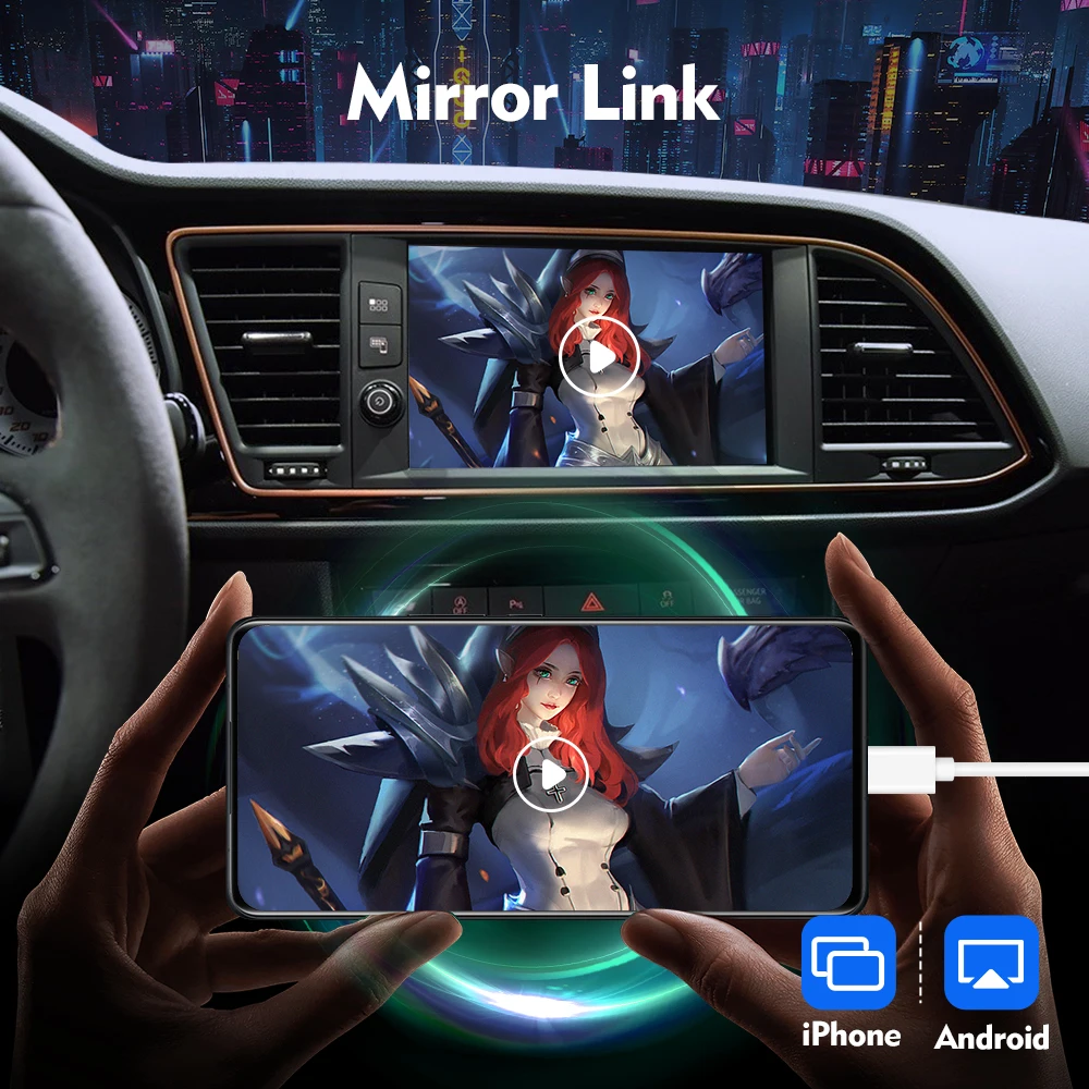 EBILAEN 무선 카플레이 안드로이드 자동차 모듈 박스, 폭스바겐 스코다 옥타비아 A5 골프 7 폴로 파사트 B8 미러 링크 MIB MIB2