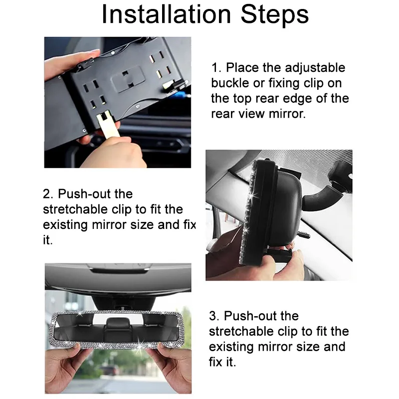 자동차 인테리어 백미러 장식, 라인석 크리스탈 다이아몬드 장식, 백미러 커버 블링, 여성용 자동차 액세서리