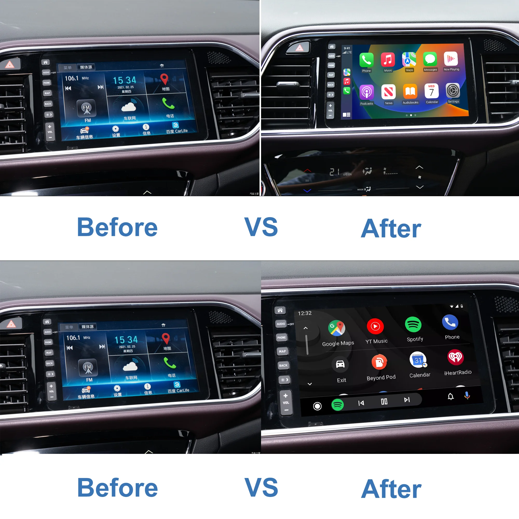 WIZCAR A1 변환기 지도 내비게이션 뮤직 박스, 바이두 카라이프-애플 카플레이, 혼다 MNV XNV VE1, ENS1, ENP1, 아이폰 사용
