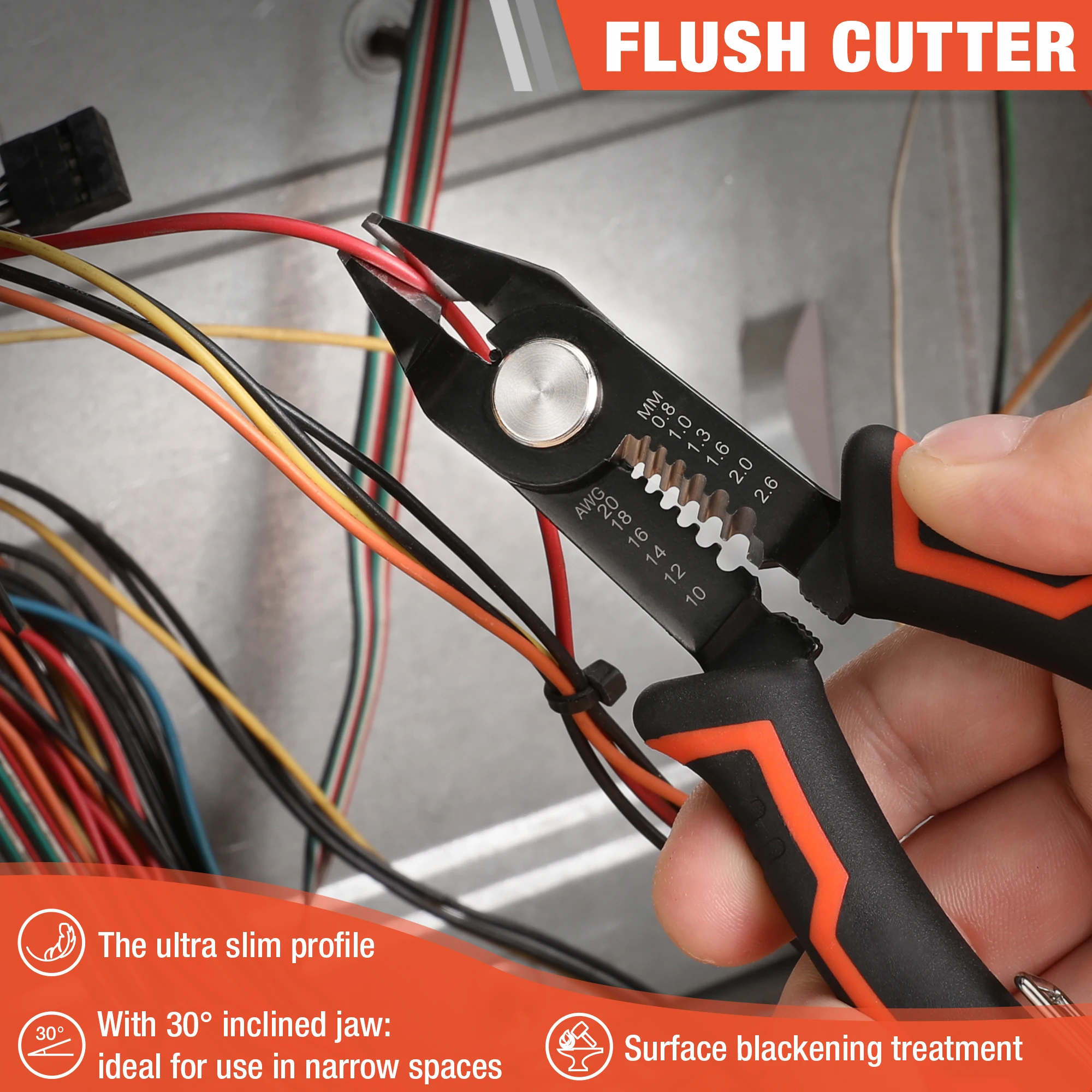 Valuemax 범용 대각선 플라이어, 전기 와이어 커터, 와이어 스트리퍼, 커팅 사이드 스니핑 플러시 플라이어, 수공구, 2 in 1, 6 인치