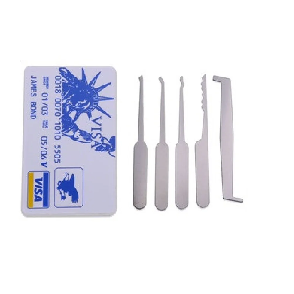 5in1 자물쇠 제조공 공급 연습용 자물쇠 픽 세트, 장력 렌치 부러진 키 도구 조합 자물쇠 하드웨어