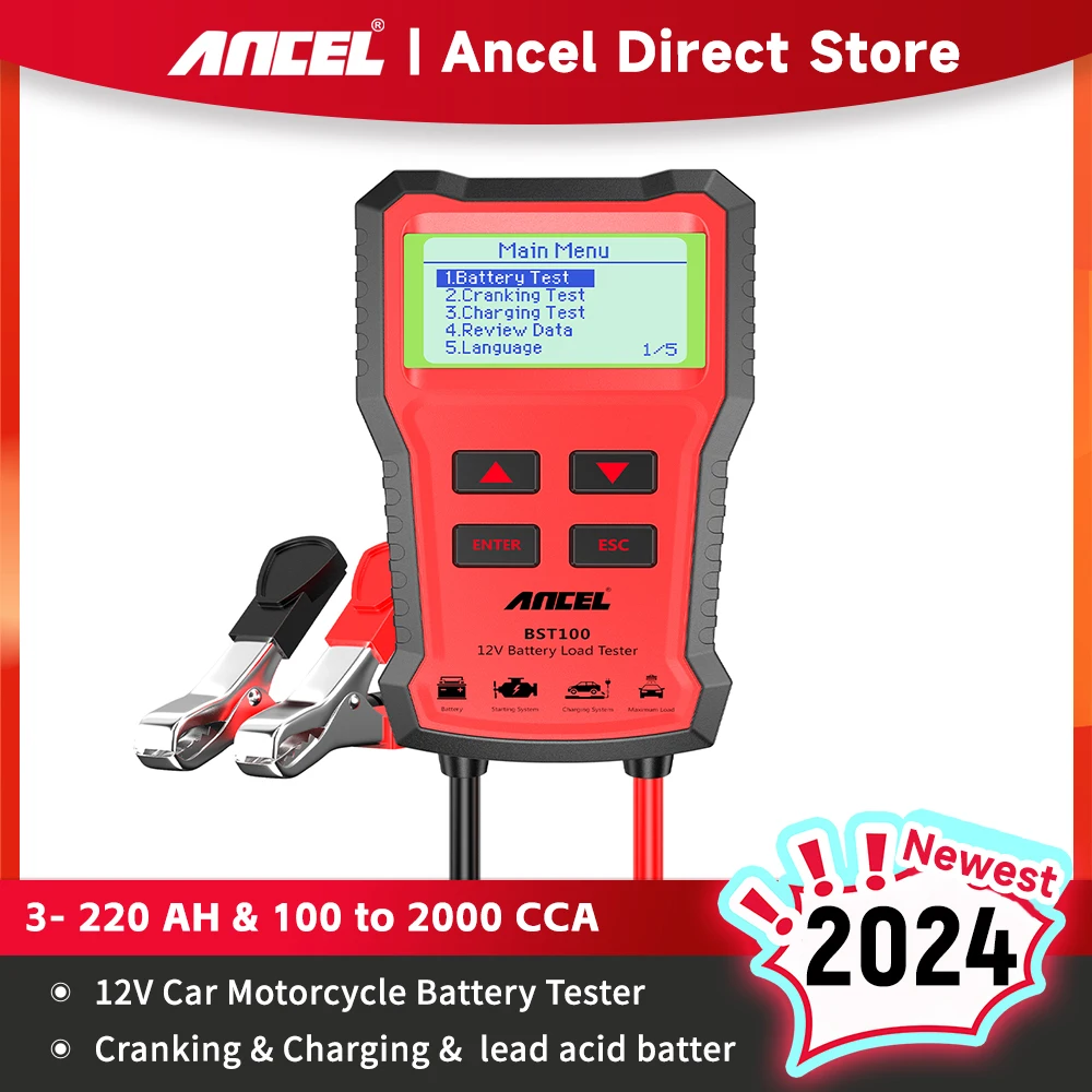 ANCEL-BST100 자동차 배터리 테스터 12V 220Ah 2000CCA 다국어 지원 배터리 테스트 도구 크랭크 충전 테스트, BM550 자동차 배터리 테스트 차량용 배터리 테스트 title=ANCEL-BST100 자동차 배터리 테스터 12V 220Ah 2000CCA 다국어 지원 배터리 테스트 도구 크랭크 충전 테스트, BM550 자동차 배터리 테스트 차량용 배터리 테스트 